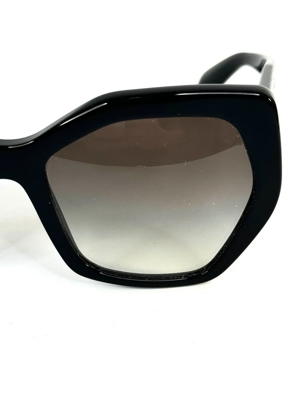 PRADA Sunglasses NEW SPR 16R 1AB-0A7 Black Oversized Cat Eye Hexagon